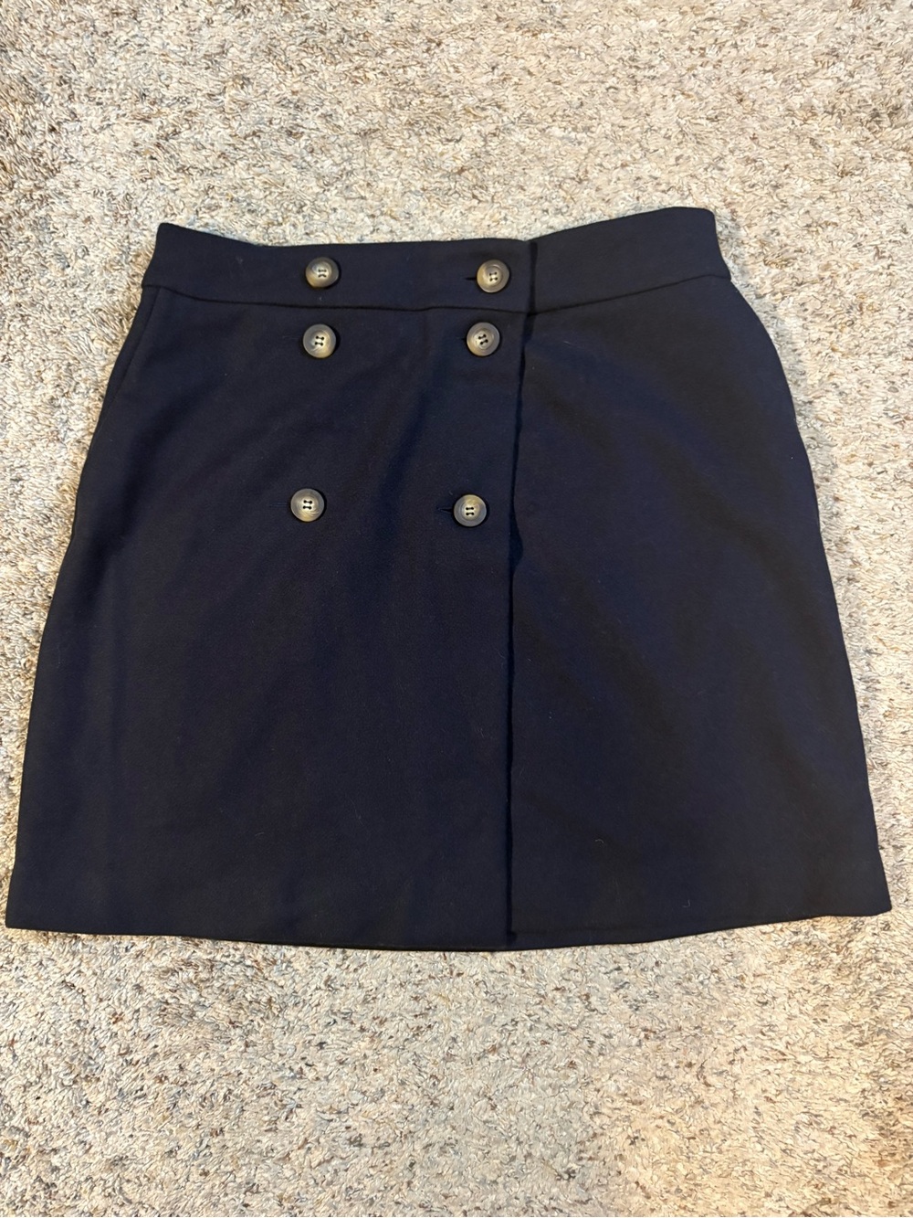 Boden Navy Blue Wool Blend Double-Button Wrap Mini Skirt Size 8 NWT